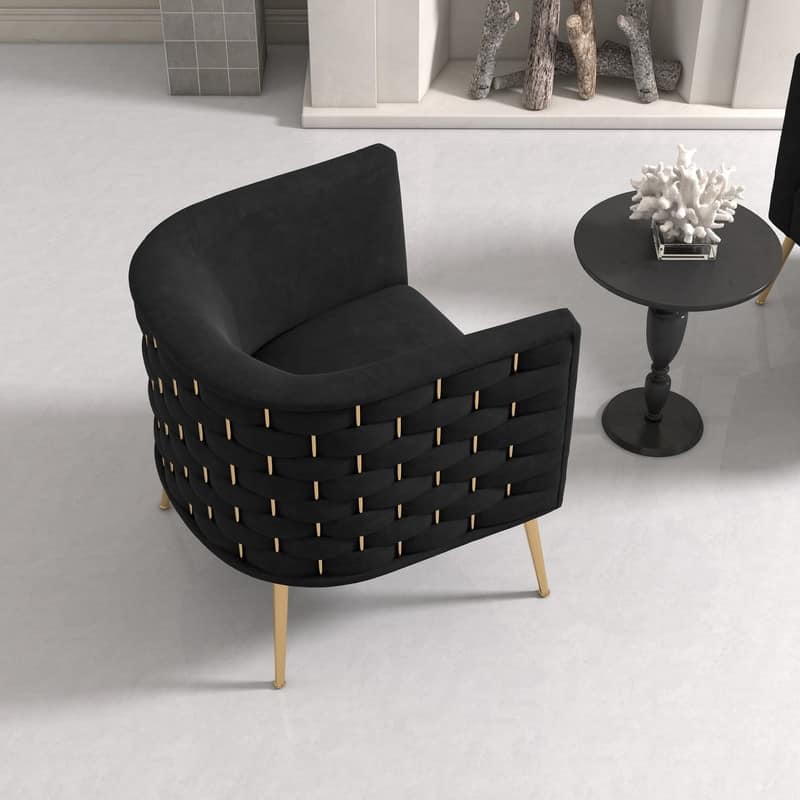 SEYNAR Mid-Century Modern Velvet Round Accent Chair for Living Room