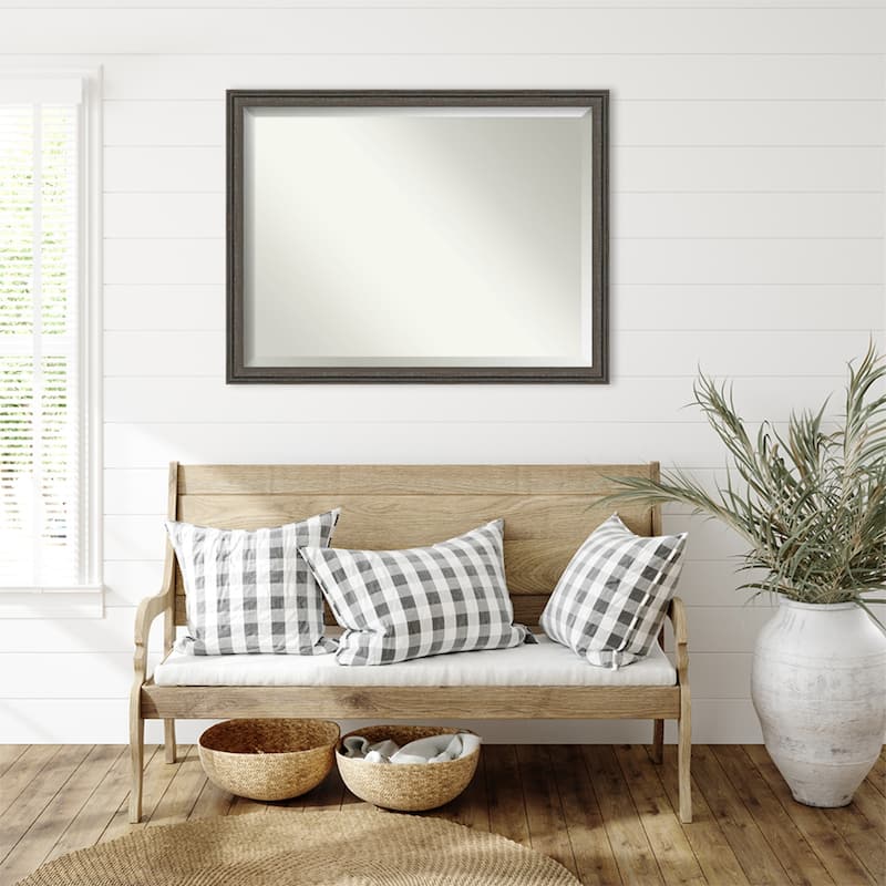 Upcycled Beveled Wood Framed Wall Mirror