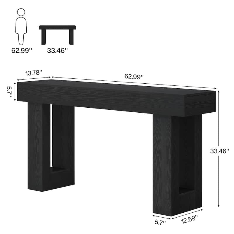 Farmhouse Console Table, 63-Inch Long Narrow Sofa Table Behind The Couch