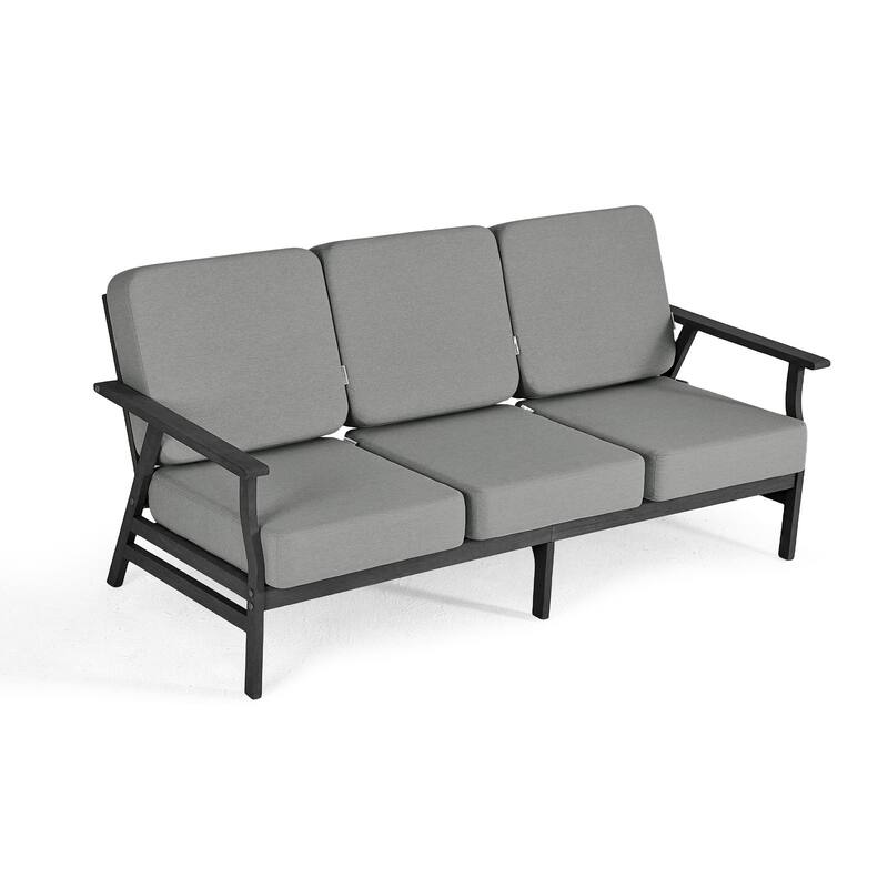 Casual Wood Cushioned 5-Piece Outdoor Patio Conversation Set