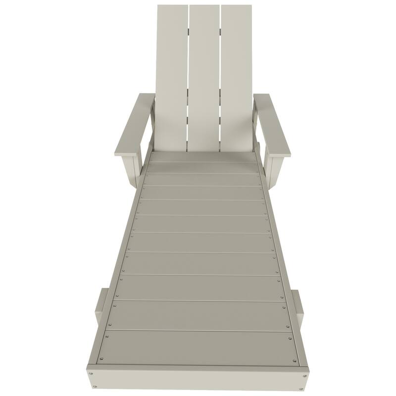 Polytrends Shoreside Modern Poly Eco-Friendly All Weather Reclining Chaise Lounge With Arms, Wheels, & Side Table (2-Piece Set)