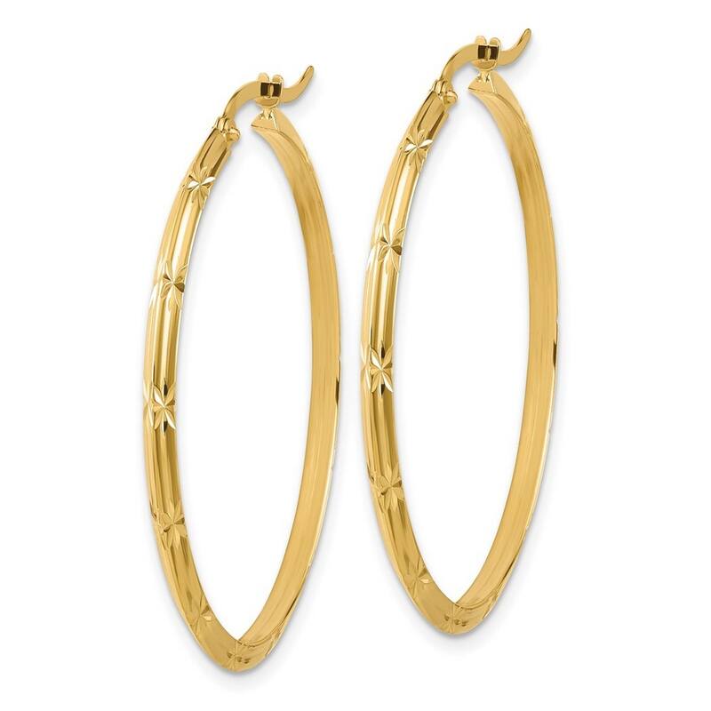 Curata 14k Yellow Gold Polished Sparkle Cut Hoop Earrings - 39.75x2mm