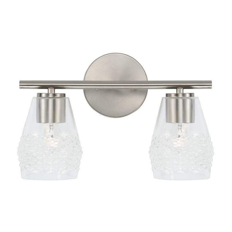 Dena 2-light Bath/ Vanity Fixture w/ Diamond Embossed Glass