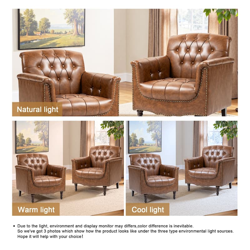 31" W Tufted Vegan Leather Accent Chairs for Living Room Set of 2