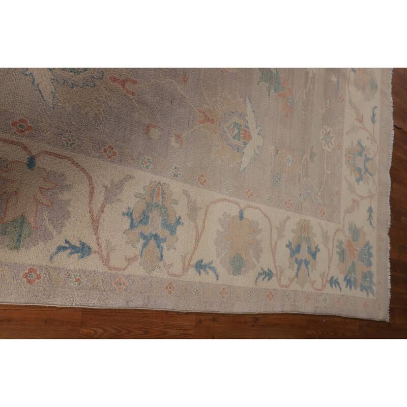 Earth Tone Transitional Oushak Area Rug Hand-Knotted Wool Carpet - 7'9" x 9'8"