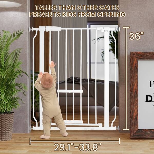 dimension image slide 1 of 2, BalanceFrom Safety Gate with Pet Door 36-Inch Tall, Fits 29.1 - 33.8 Inch for Doorways and Stairways - 36-Inch Tall