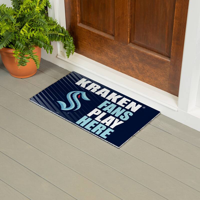 28 in. x 16 in. Seattle Kraken "Fans Play Here" PVC Door Mat