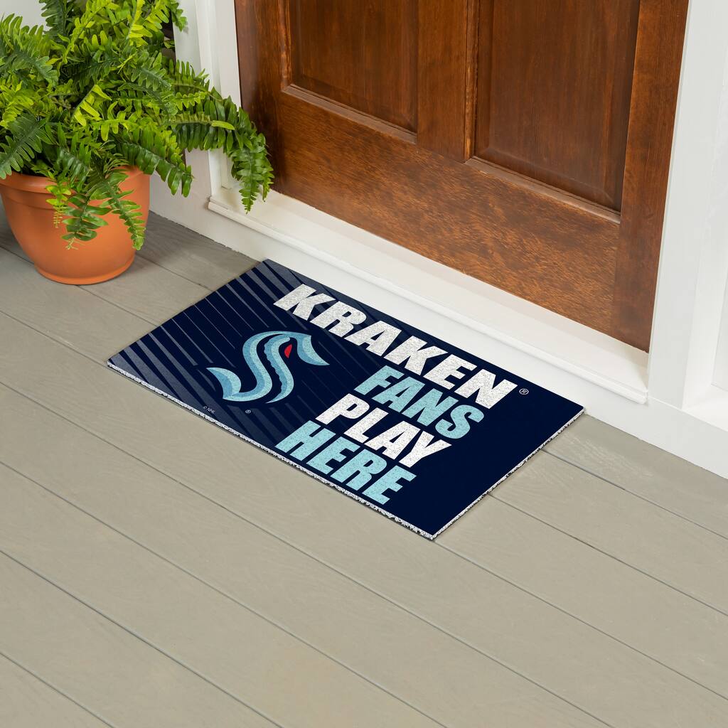 28 in. x 16 in. Seattle Kraken "Fans Play Here" PVC Door Mat