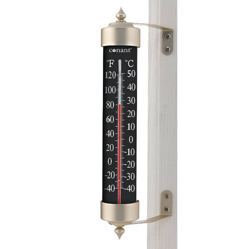 15" Black, White, and Gray T16 Thermometer With Black-Colored dial and Satin Nickel Finish