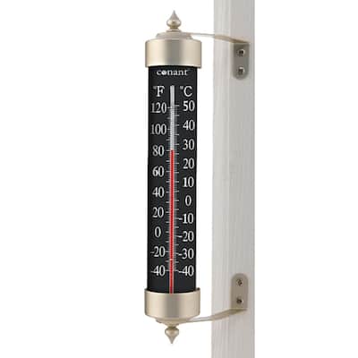 15" Black, White, and Gray T16 Thermometer With Black-Colored dial and Satin Nickel Finish