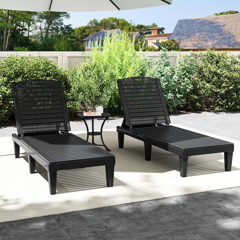 Outdoor Chaise Lounge Chairs (Set of 2) with Adjustable Backrest