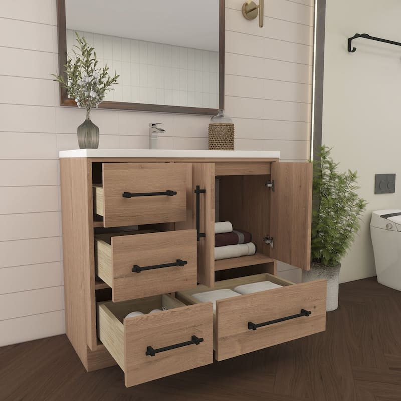 Victoria 36'' L Drawer Freestanding Vanity with Acrylic Sink - 35.5