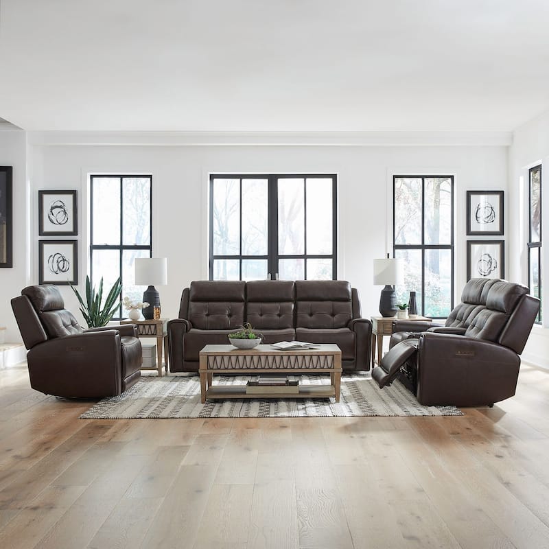 Liberty Furniture Carrington Living Room Sets - Leather Power Sofa, Loveseat, Recliner - Sofa, Loveseat, Recliner Dark Brown Leather