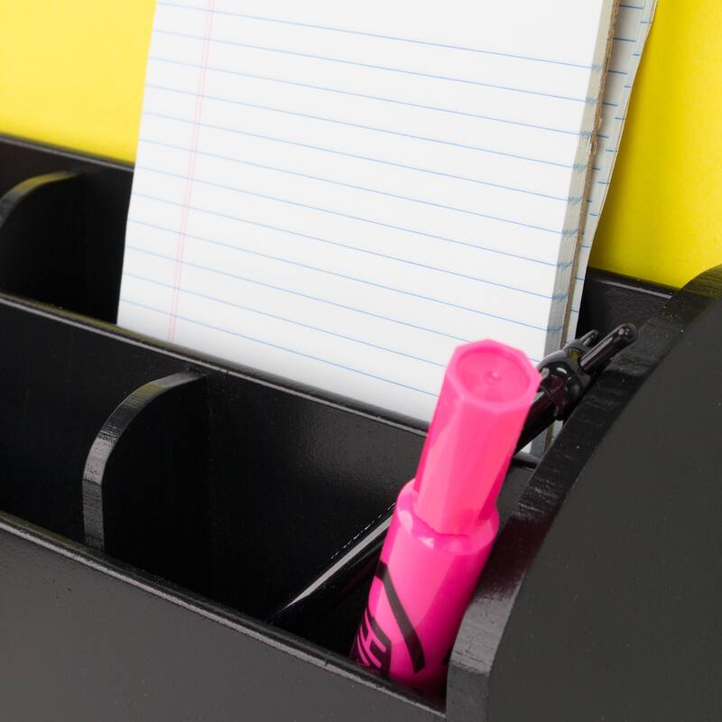 All-in-One USB charging 8 Compartments Desk Organizer - Black
