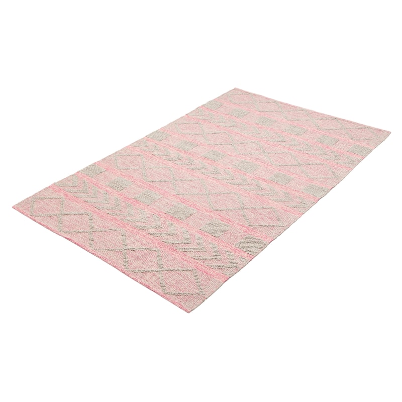 ECARPETGALLERY Braid weave Sienna Dark Pink Wool Rug - 5'0 x 8'0