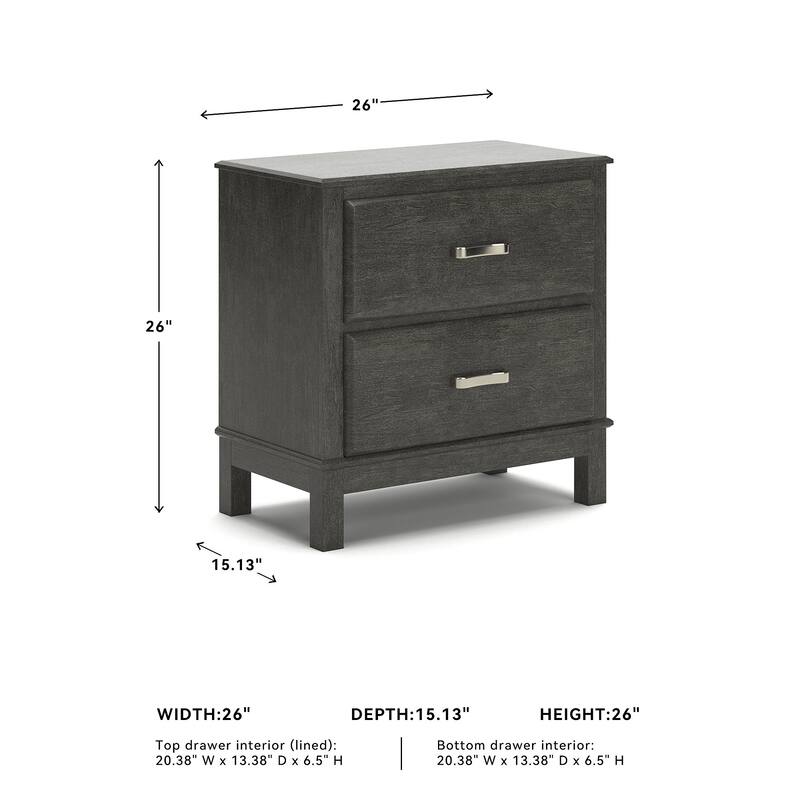Caitbrook Two Drawer Night Stand - Contemporary Style - Gray