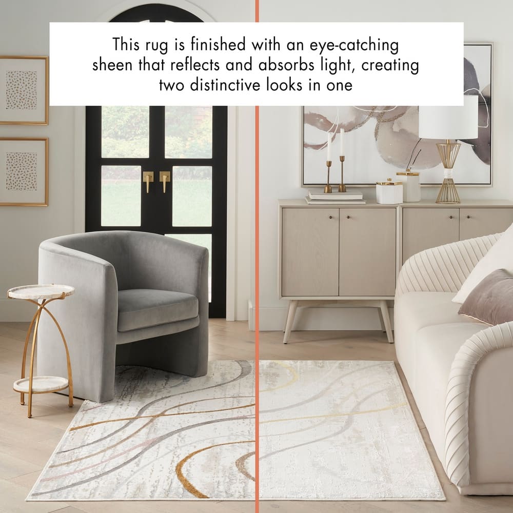 Nourison Glam Indoor Cream/Ivory Abstract Area Rug