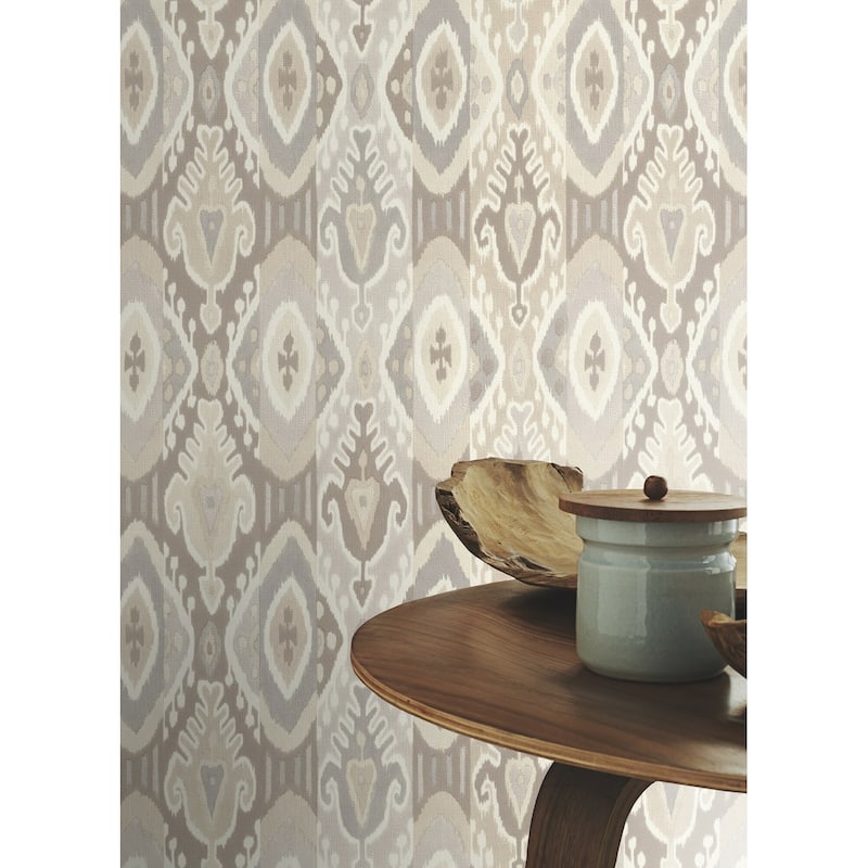 Advantage Villon Light Grey Ikat Wallpaper