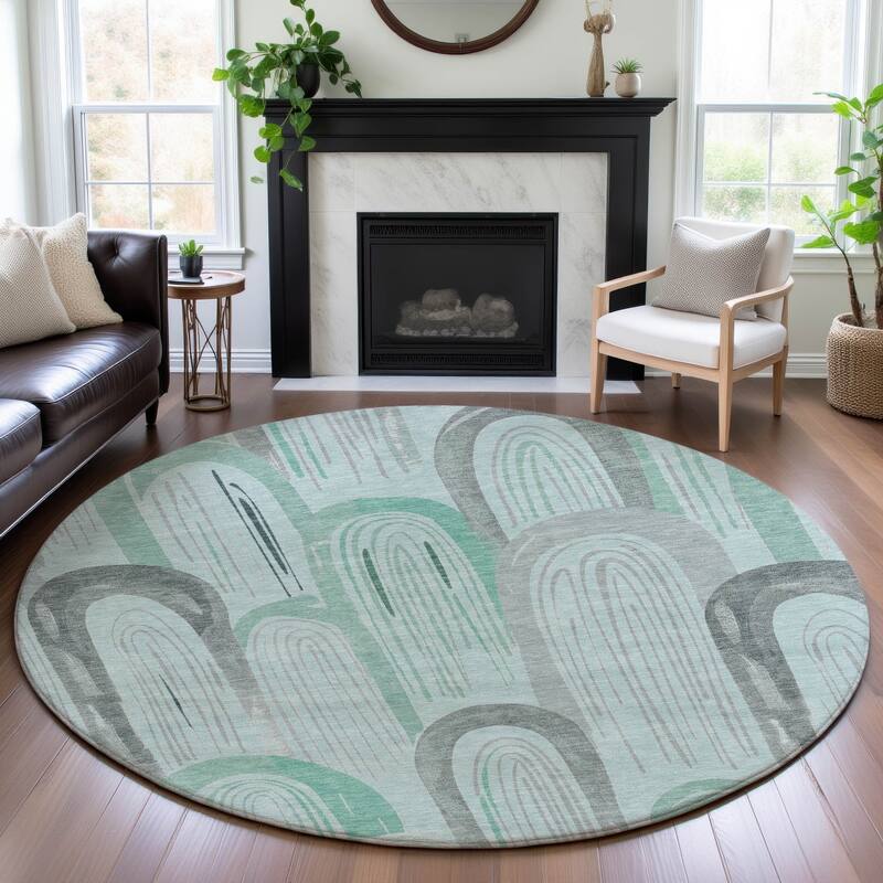 Premium Washable Super Soft Contemporary Imprints Mayfield Rug - Seafoam - 8' x 8'