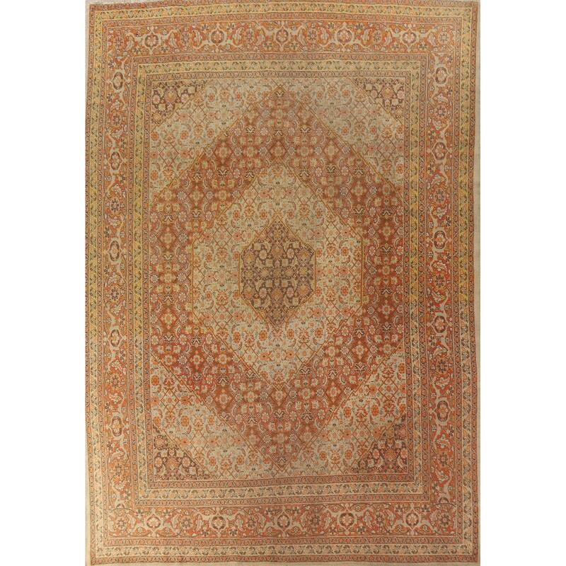 Vegetable Dye Tabriz Persian Area Rug Handmade Oriental Wool Carpet - 9'8"x 13'0"