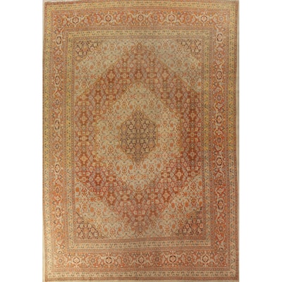 Vegetable Dye Tabriz Persian Area Rug Handmade Oriental Wool Carpet - 9'8"x 13'0"