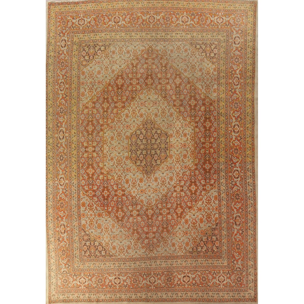 Vegetable Dye Tabriz Persian Area Rug Handmade Oriental Wool Carpet - 9'8"x 13'0"