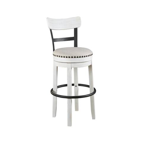 Valebeck White Bar-Height Swivel Bar Stool