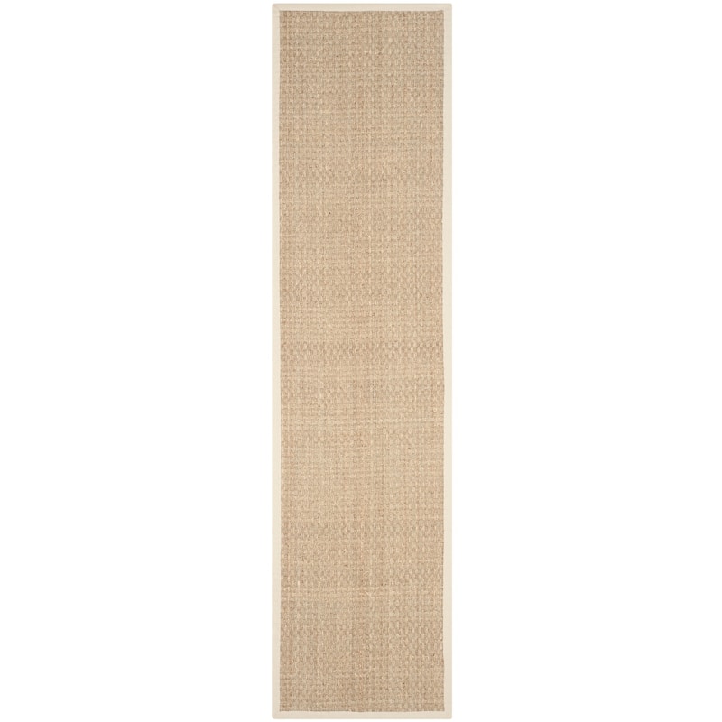 SAFAVIEH Natural Fiber Zymryd Basketweave Seagrass Rug - 2'6" x 10' Runner - Natural/Ivory