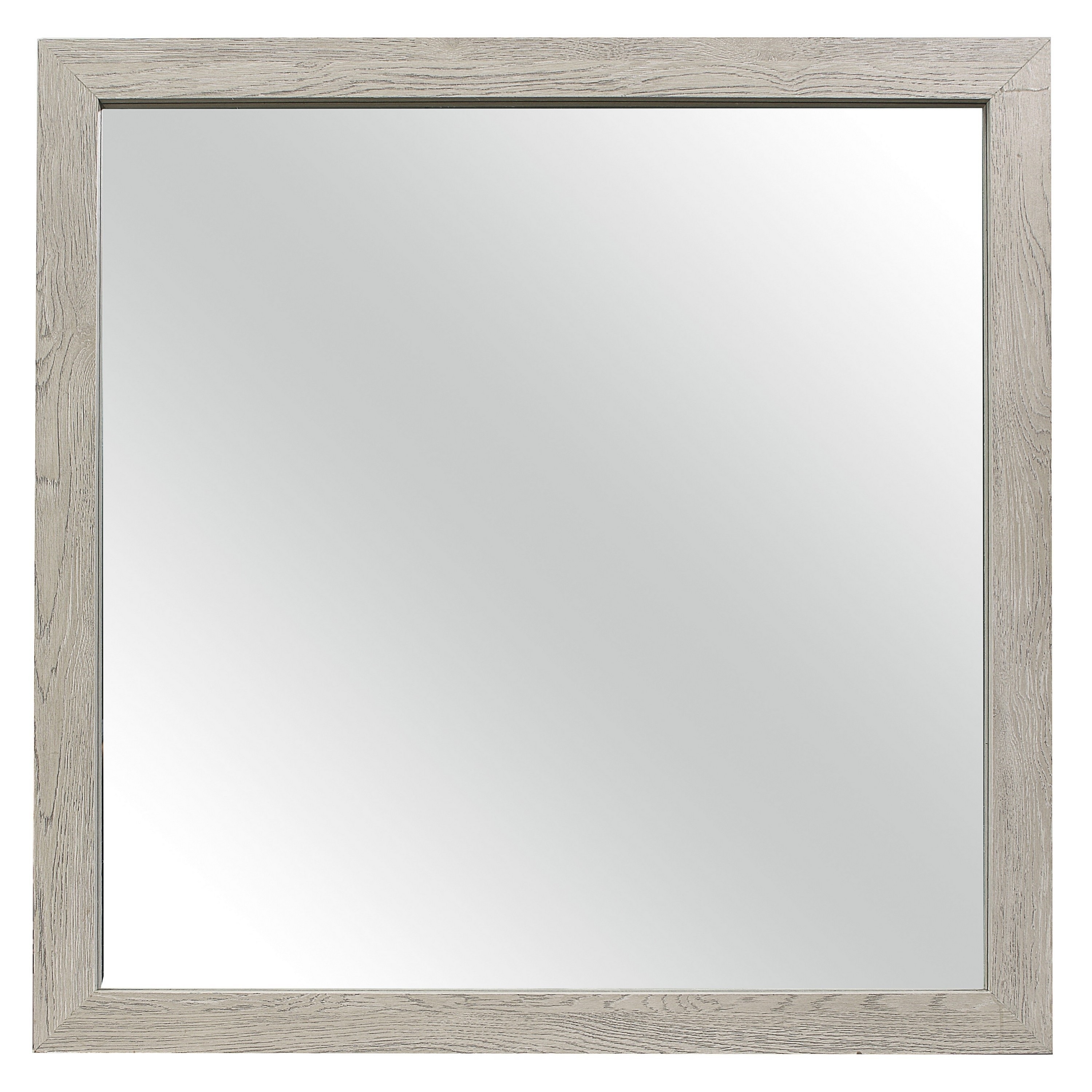 Transitional Style Square Mirror with Wooden Frame, Brown