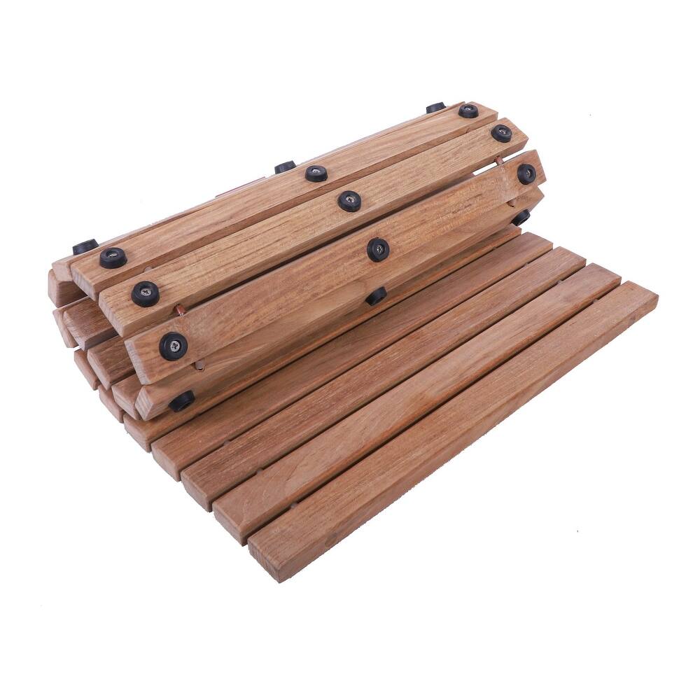 Nordic Style Teak Natural String Shower/Bath Mat with Rubber Feet 23.62" x 15.75"