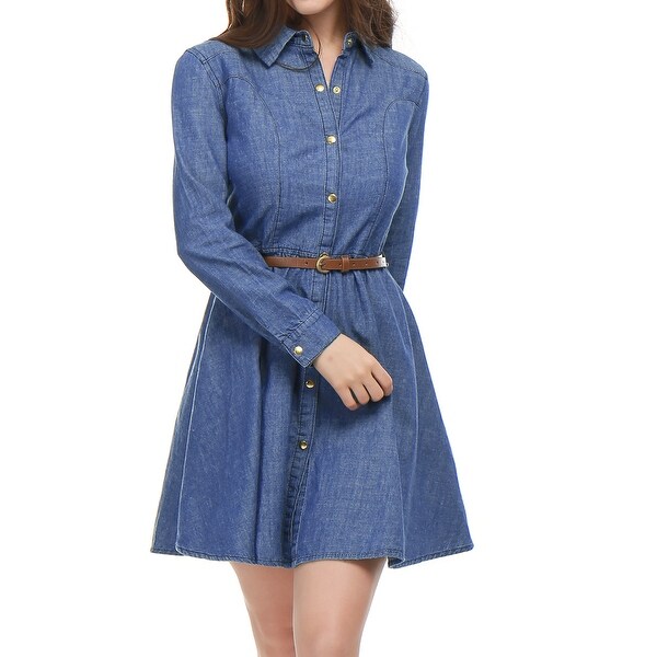 women's long sleeve denim shirt dress