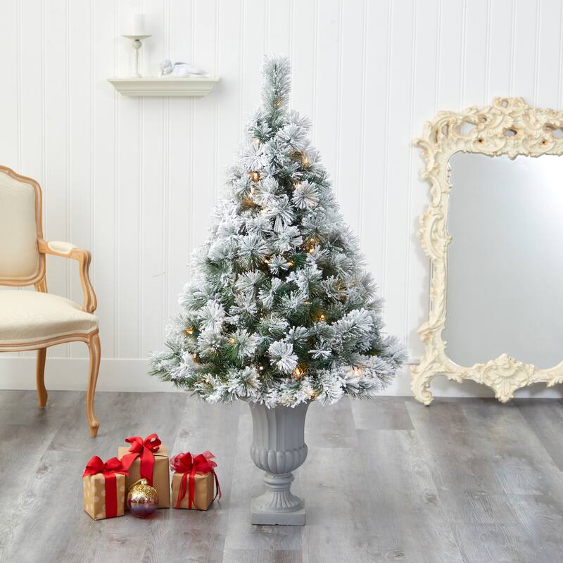 56" Artificial Christmas Tree with 100 Lights in Decorative Urn