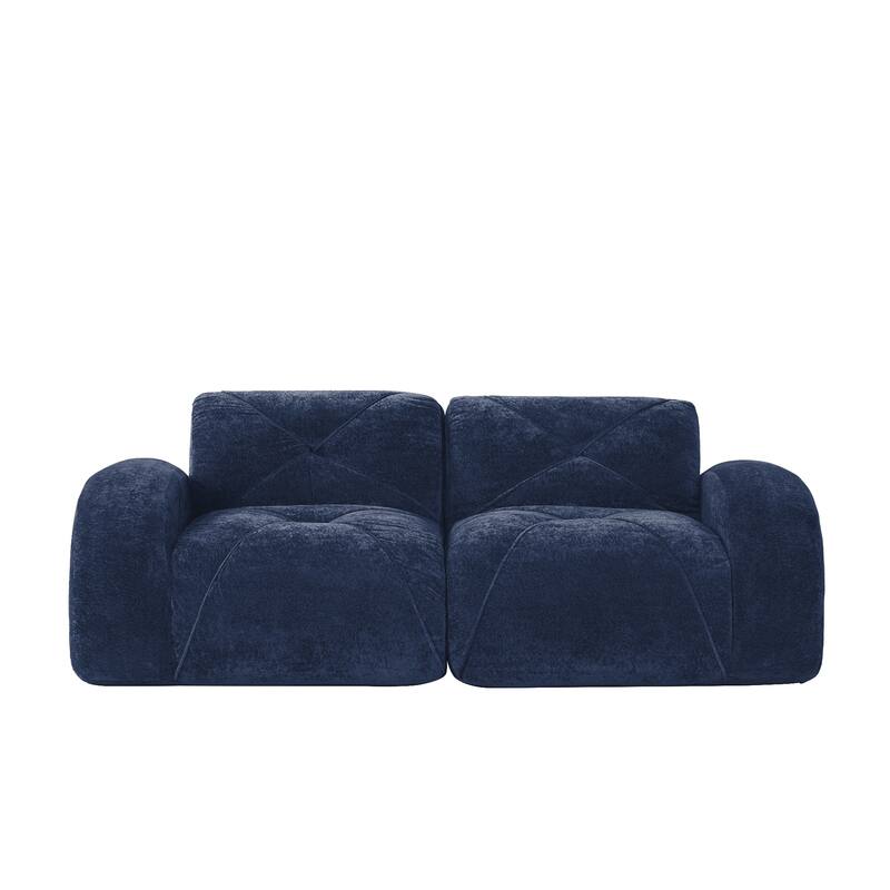 Roomfitters 2-Seater Tufted Velvet Sofa, No Assembly Boneless Cloud Couch with 32D High-Density Sponge