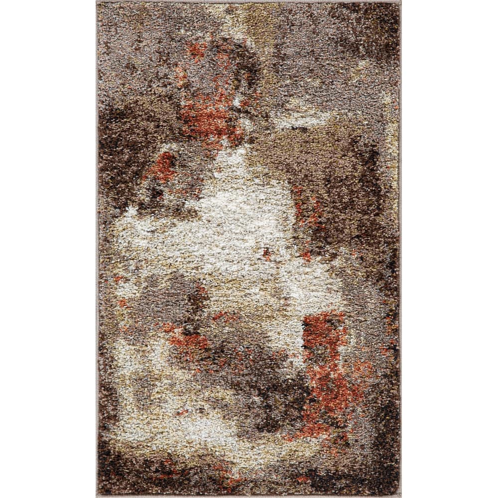 Olympia Collection Brown/Beige Abstract Design Area Rug