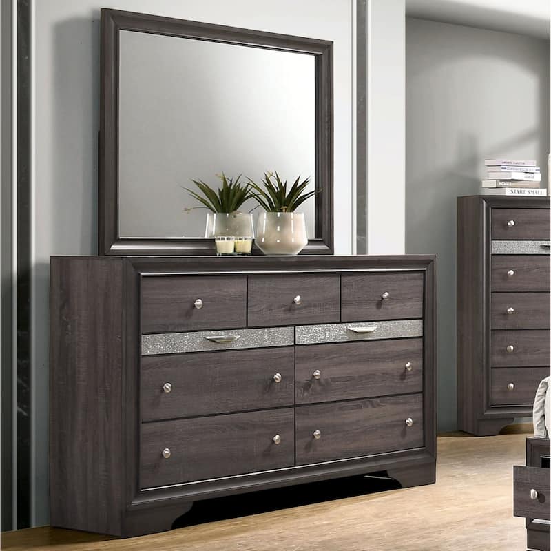 Bankhead Contemporary Grey 2-piece 9-Drawer Dresser and Mirror Set by Furniture of America - Grey