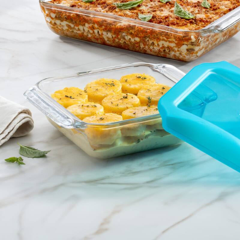 Libbey Bakers Premium 8x8 Inch Glass Baking Dish Set of 2 with Lids