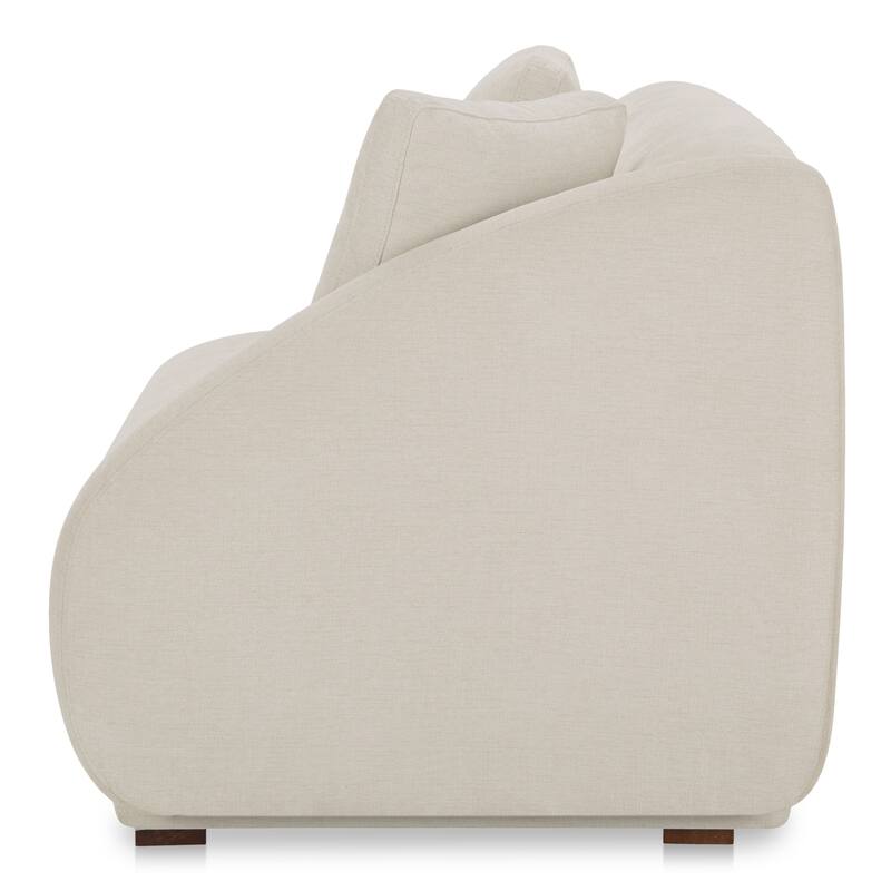 NADAAL STUDIOS Solace Left Arm Facing Modular Sofa, Deep Foam & Fiber Cushioning, Plinth Base, Two Toss Cushions, White