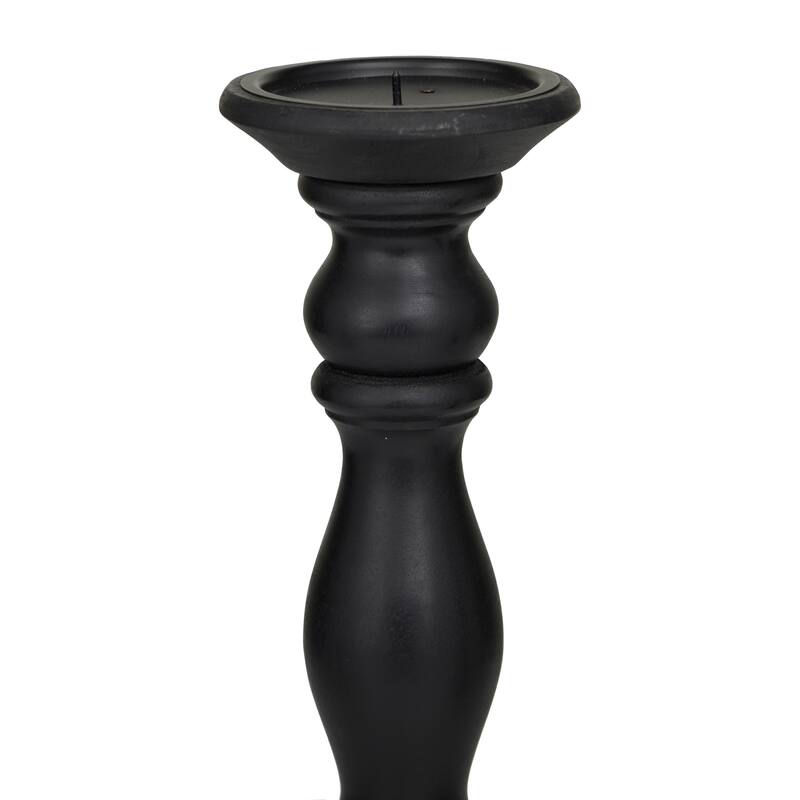 Brown, Light Brown, Gray or Black Wood Traditional Candle Holder (Set of 3) - S/3 18, 15, 12"H