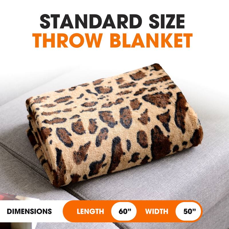 Cheer Collection Ultra Cozy Animal Print Faux Fur Reversible Throw Blanket