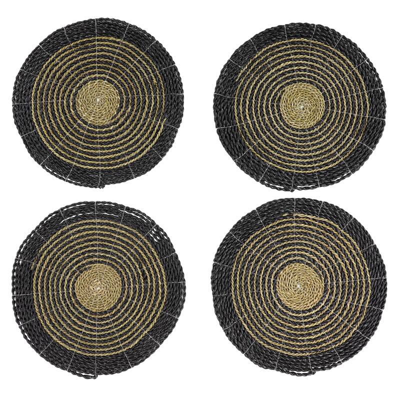 Dried Plant Place Setting Accessories - Set of 4 Black or Light Brown - Roche River Decor - Black
