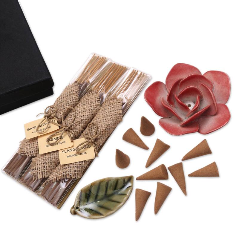 Novica Handmade Red Rose Aromatherapy Boxed Gift Set