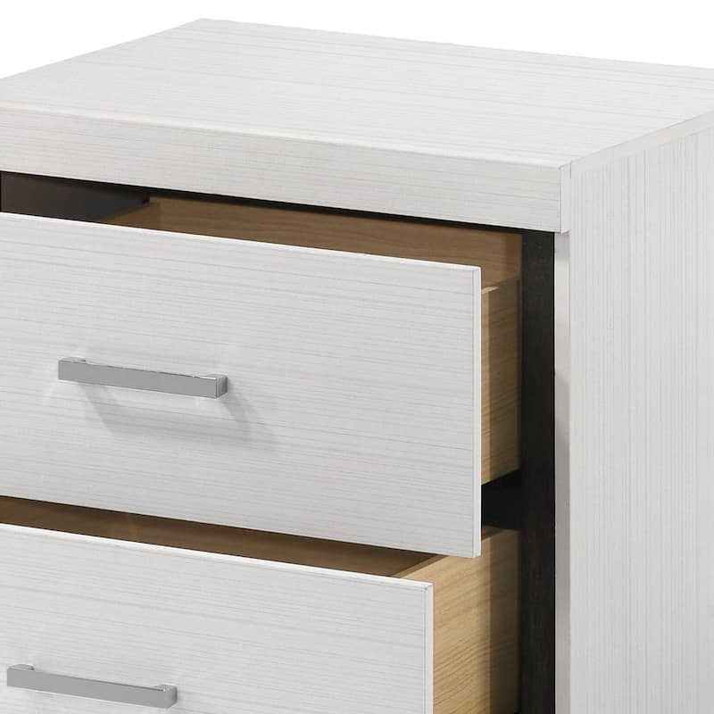 White Nightstand with Dovetail Drawers and Metal Glide