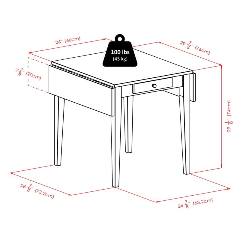 Wooden Foldable Dining Table - 41.75" - Walnut finish