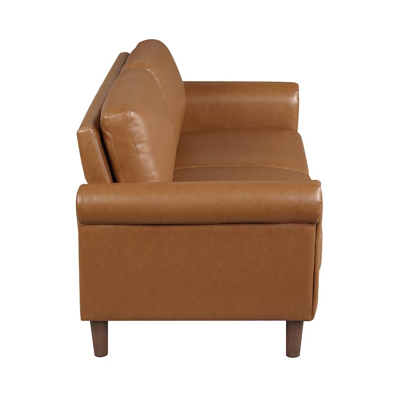 Fremont & Park Frances 57" Faux Leather Living Room Loveseat - Brown Finish Feet