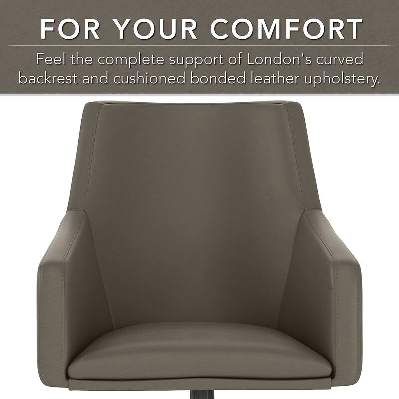 Bush Furniture Somerset Mid Back Leather Box Chair in Brown - 24.41"L x 24.80"W x 34.45"H