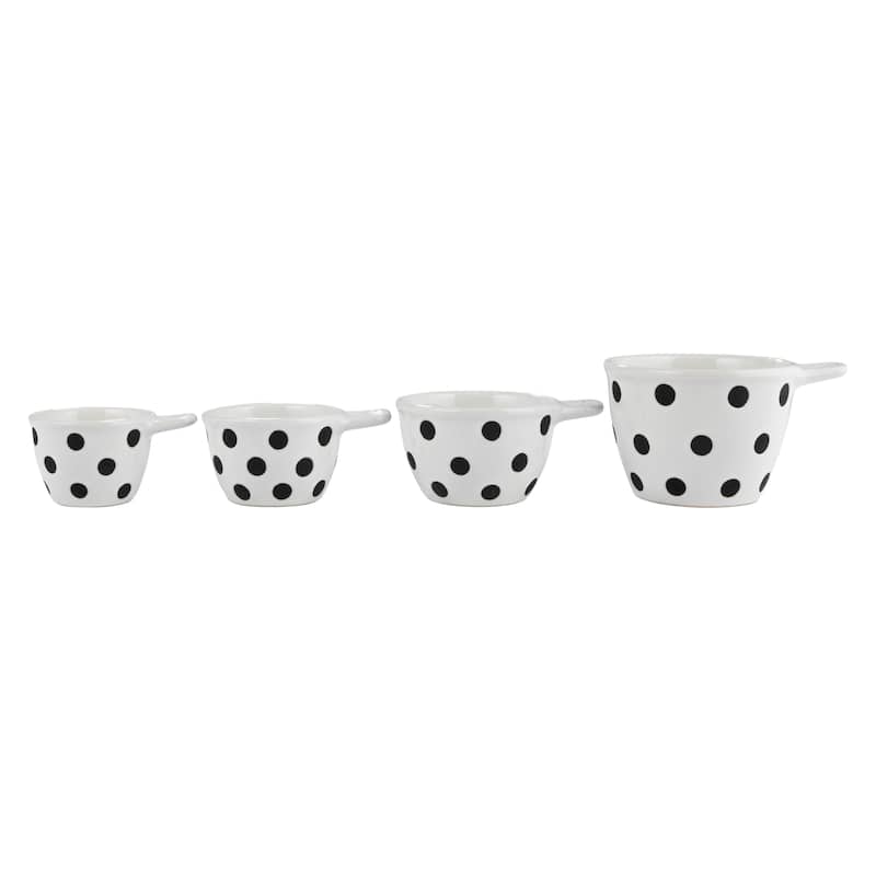 Ceramic Measuring Cups with Polka Dots - 4.6"L x 3.8"W x 2.5"H
