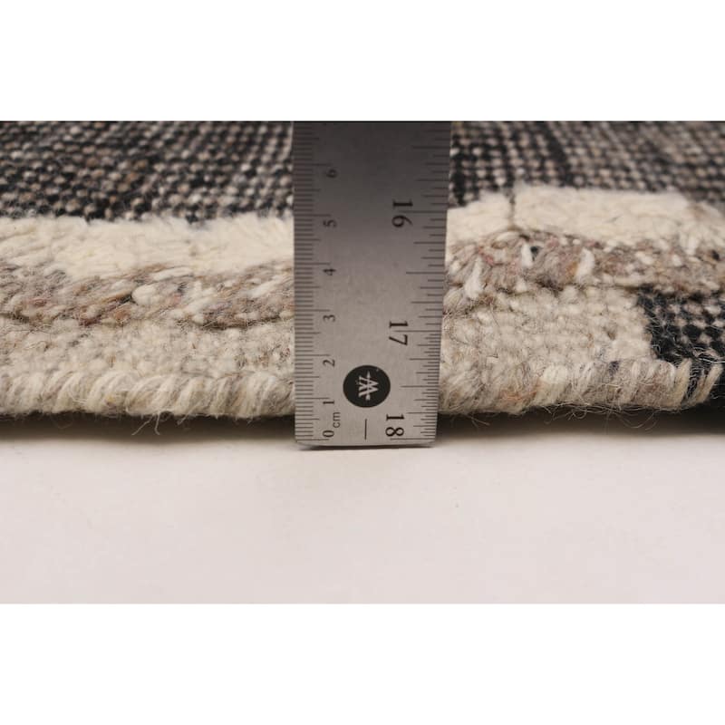 ECARPETGALLERY Hand-knotted Tangier Black, Light Grey Wool Rug - 8'3 x 10'3