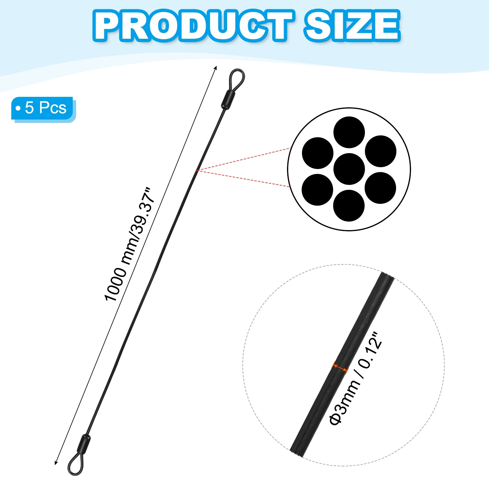 Vinyl Coated Stainless Steel Cable with Loops Flexible Wire Rope Security Chain Lanyard Lock for Outdoor Luggage Lock