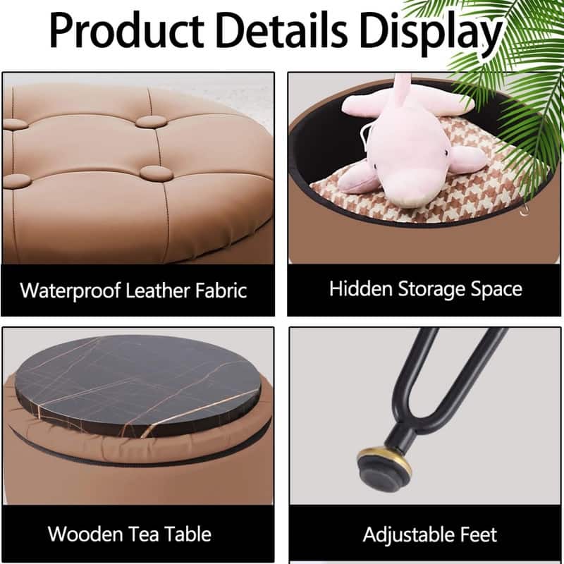 Storage Round Ottoman Multifunctional