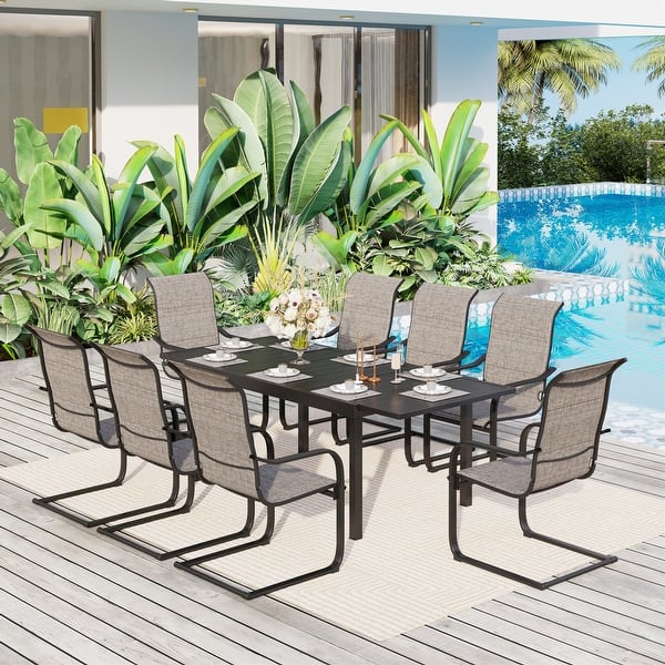 7Piece Patio Dining Sets , 6 Textilene Fabirc Chairs and 1 Expandable